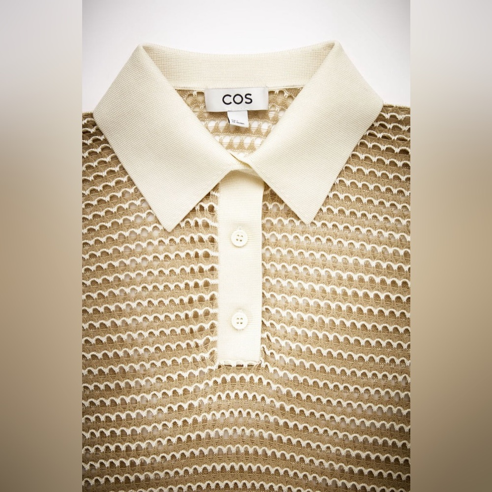 COS Mesh Crochet Polo Shirt Top S NWOT - Picture 2 of 11